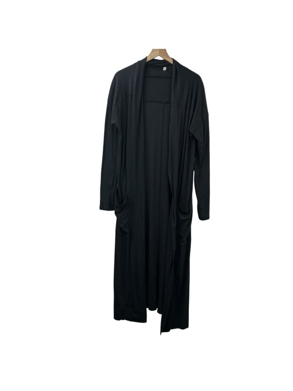 Free People Long Open Front Maxi Cardigan Sweater Womens S Pockets Black Relaxed